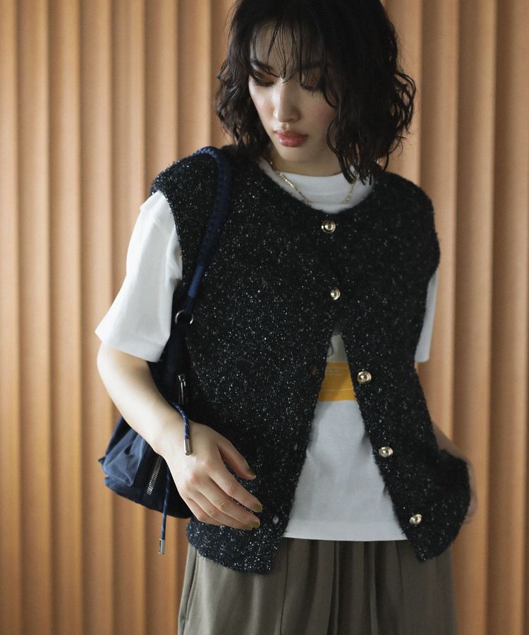 Green Parks「ツィード風金釦ニットベスト」|ベスト・ジレ|