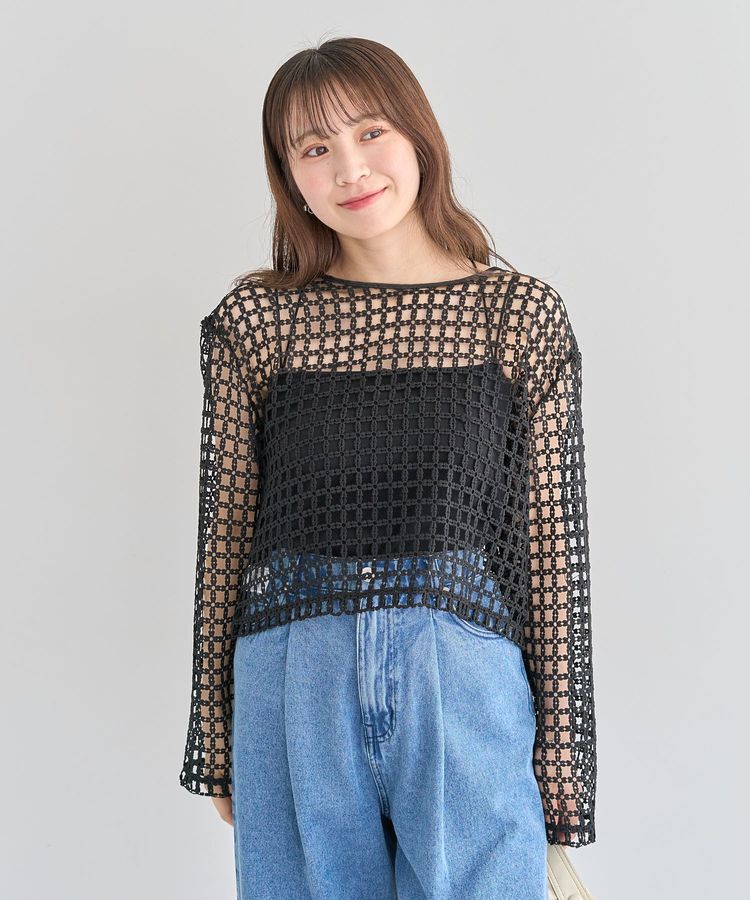 Green Parks「・SUGAR SPOON 2wayフラワーメッシュカーデ」|カーディガン|