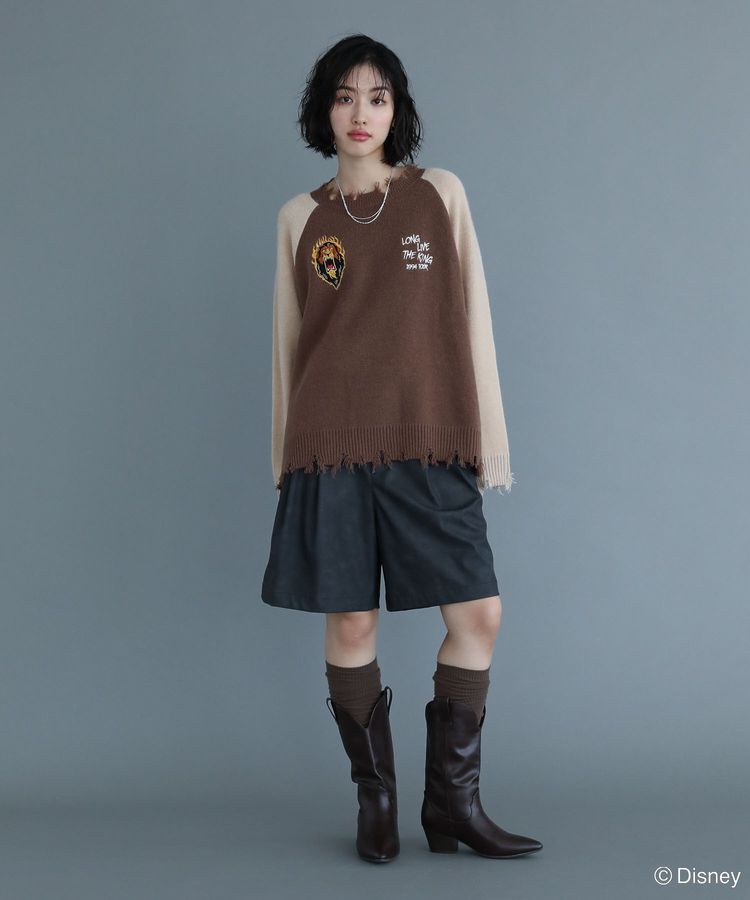 Green Parks「VILLAINS/スカー/ダメージラグラン配色ニット」|ニット・セーター|