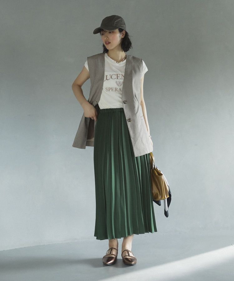 Green Parks「ノースリーブチェックジレ」|ベスト・ジレ|