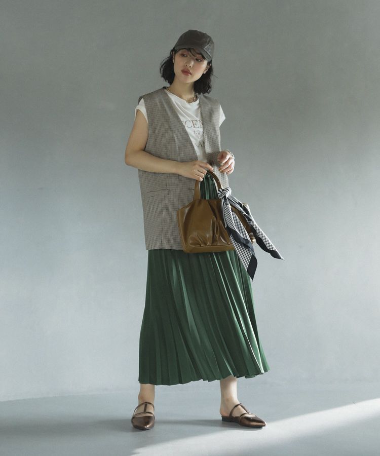 Green Parks「ノースリーブチェックジレ」|ベスト・ジレ|