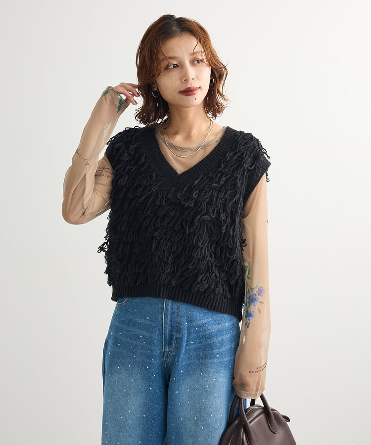 Green Parks「ループニットベスト」|ベスト・ジレ|Black