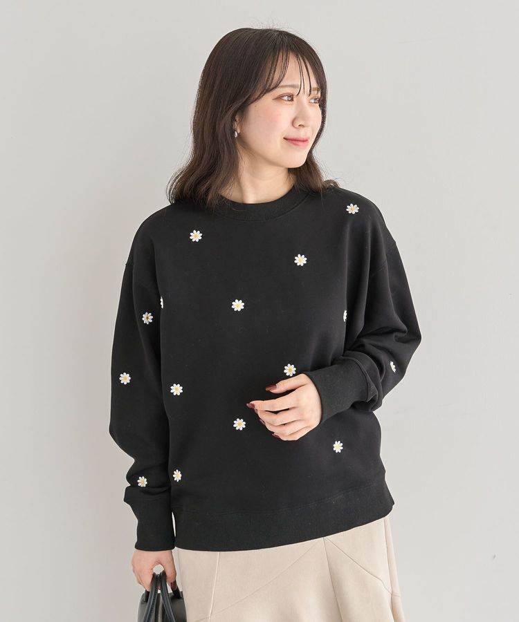 Green Parks「・swing by デイジー刺繍スウェット」|スウェット・ジャージ|Black