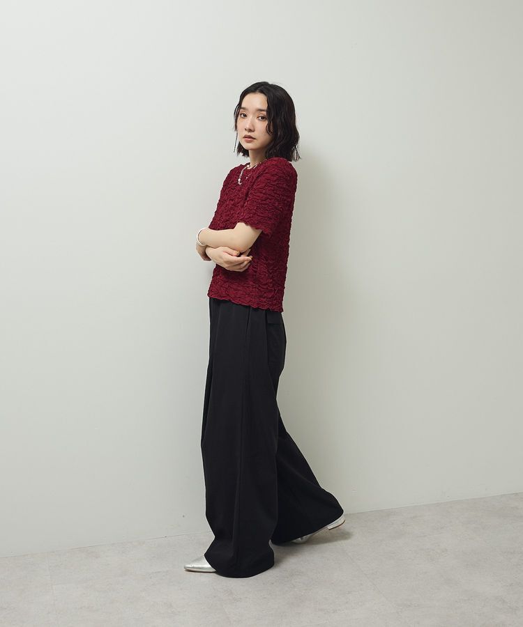 Green Parks「表面感カット5分袖プルオーバー」|Tシャツ・カットソー|