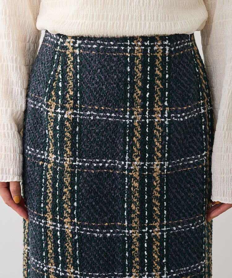 Green Parks「・SUGAR SPOON チェックフリンジスカート」|タイト|