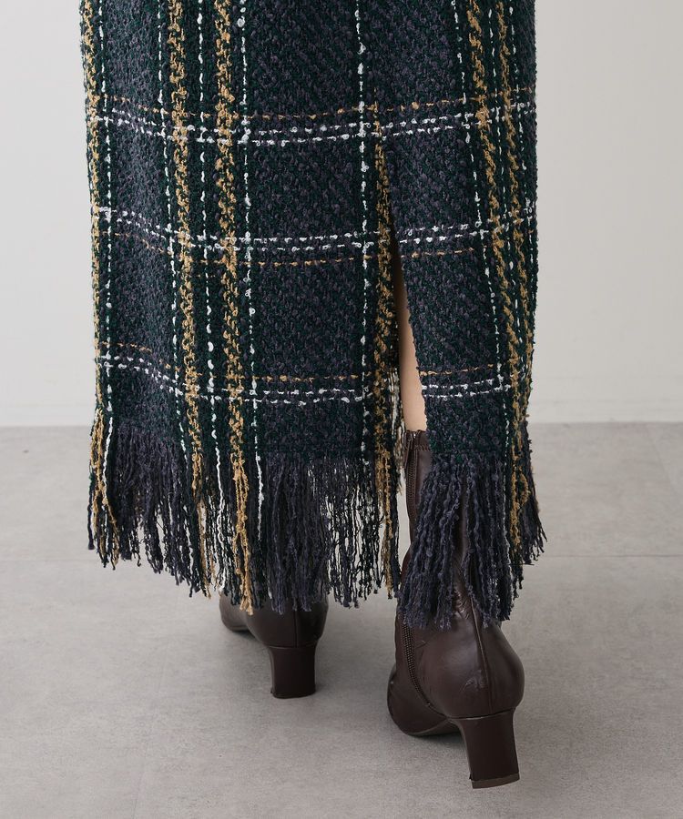 Green Parks「・SUGAR SPOON チェックフリンジスカート」|タイト|