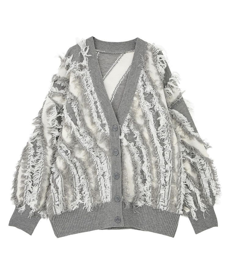 Green Parks「・ELENCARE DUE フリンジジャカードカーディガン」|カーディガン|