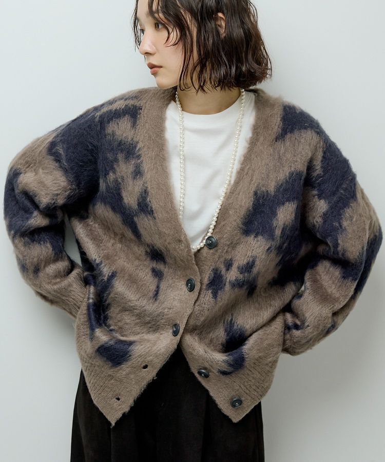 Green Parks「アニマル柄カーディガン」|カーディガン|Charcoal Gray