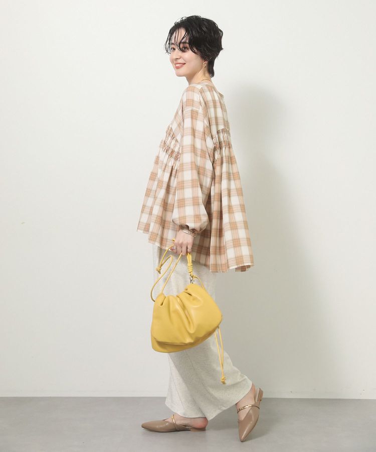 Green Parks「【しゃれシャツ】イージーケアVネックチェックブラウス」|シャツ・ブラウス|