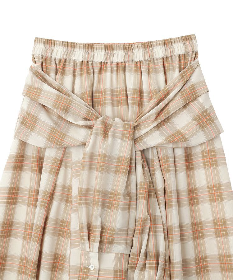 Green Parks「【しゃれシャツ】イージーケアチェックボリュームスカート」|フレア|