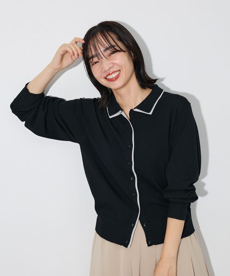 Green Parks「ここちニット衿付き配色プルオーバー」|ニット・セーター|