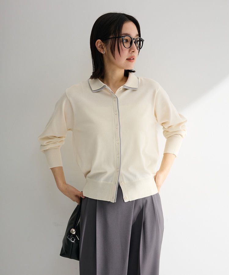 Green Parks「ここちニット衿付き配色プルオーバー」|ニット・セーター|