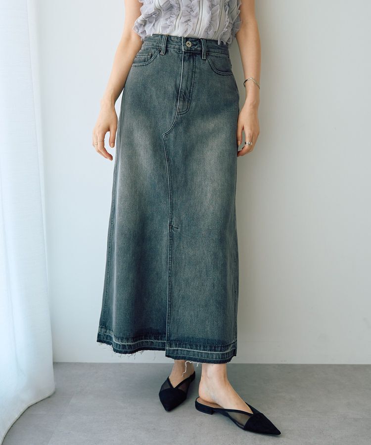 Editt by YECCA VECCA「ロングデニムスカート」|タイト|Gray