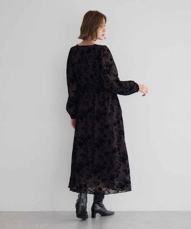 YECCA VECCA「ボタニカル柄フロッキープリントワンピース」|ワンピース|