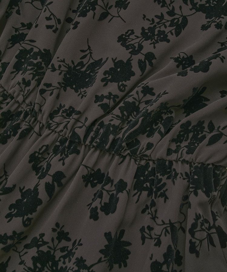 YECCA VECCA「ボタニカル柄フロッキープリントワンピース」|ワンピース|