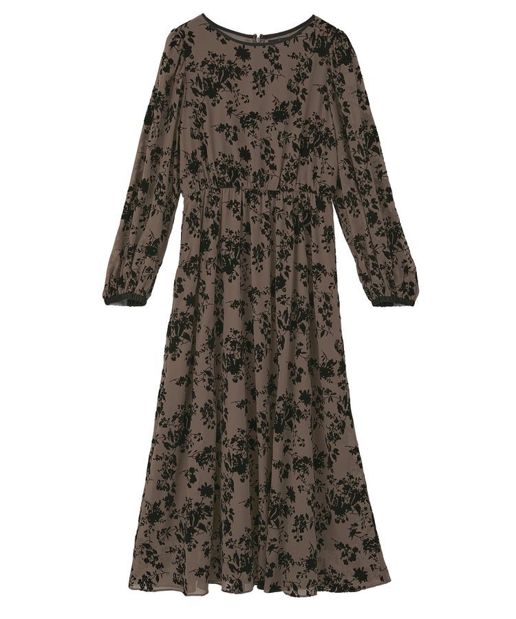 YECCA VECCA「ボタニカル柄フロッキープリントワンピース」|ワンピース|
