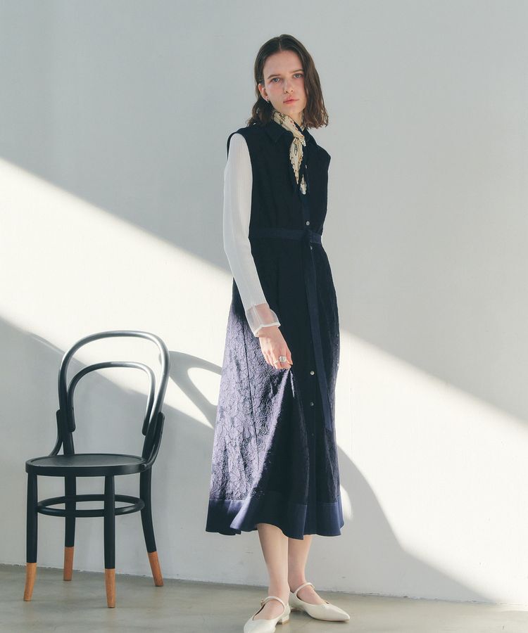 YECCA VECCA「ビットプリントプリーツスカーフ」|バンダナ・スカーフ|