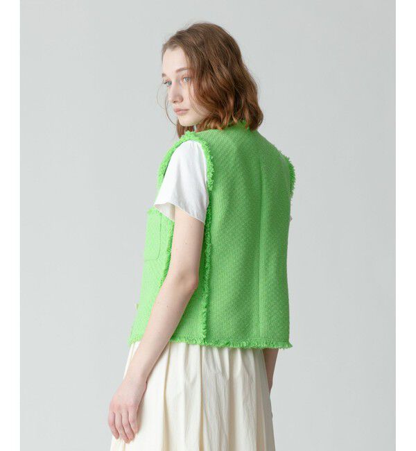 allureville「【セットアップ対応可能】ラスティックツイードフリンジジレ」|ベスト・ジレ|