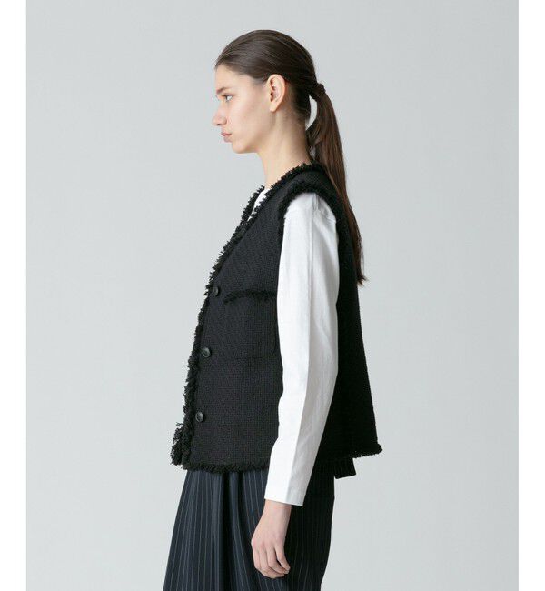 allureville「【セットアップ対応可能】ラスティックツイードフリンジジレ」|ベスト・ジレ|