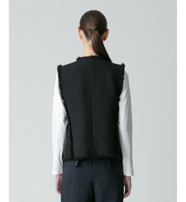 allureville「【セットアップ対応可能】ラスティックツイードフリンジジレ」|ベスト・ジレ|