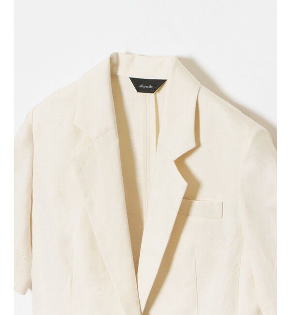 allureville「【セットアップ対応可能】リネンコンシャークスキンハーフスリーブジャケット」|テーラードジャケット|