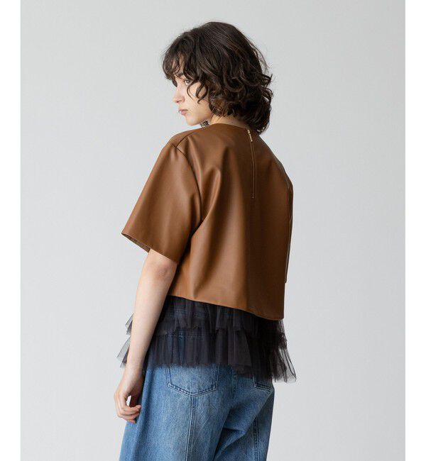 allureville「フェイクレザーTブラウス」|シャツ・ブラウス|