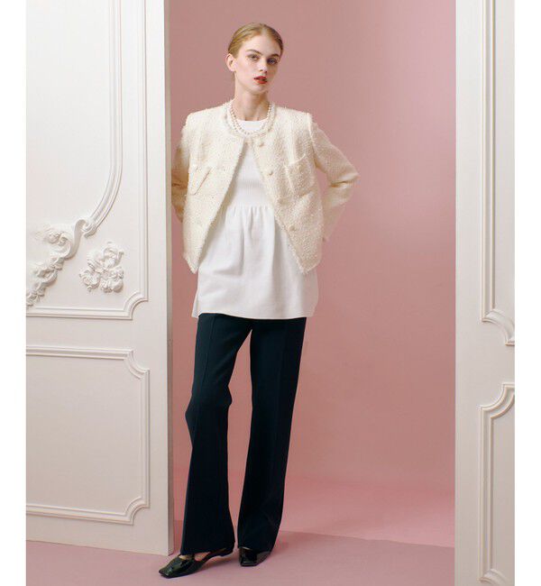 LOULOU WILLOUGHBY「【LOULOU WILLOUGHBY】ファンシーツイードクルージャケット」|ノーカラージャケット|