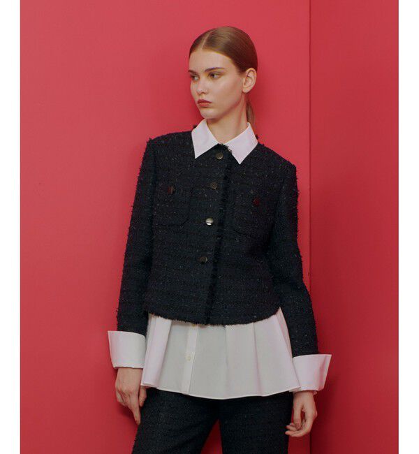 LOULOU WILLOUGHBY「【LOULOU WILLOUGHBY】ファンシーツイードクルージャケット」|ノーカラージャケット|