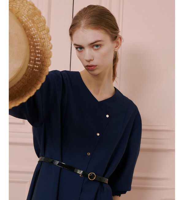 LOULOU WILLOUGHBY「【LOULOU WILLOUGHBY】ヴィンテージオーガンパフワンピース」|ワンピース|ネイビー