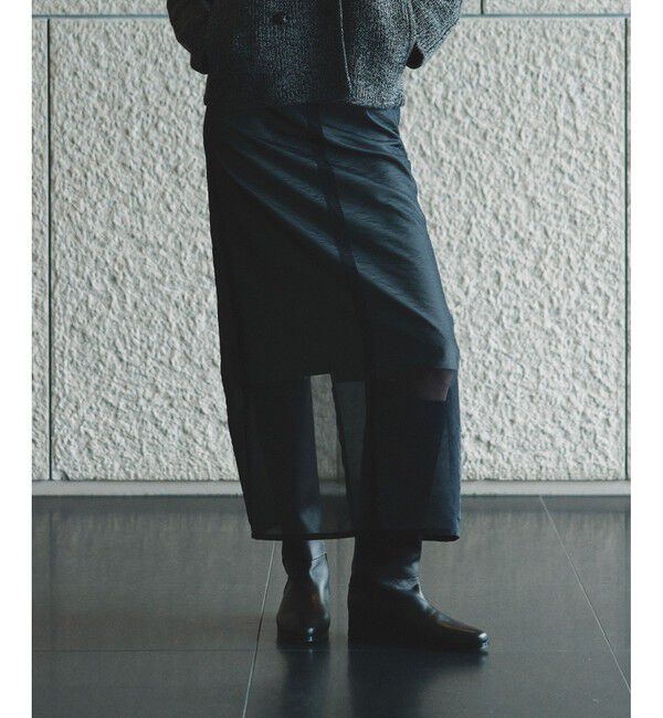 allureville「シアーレイヤードタイトスカート」|スカート|ブラック