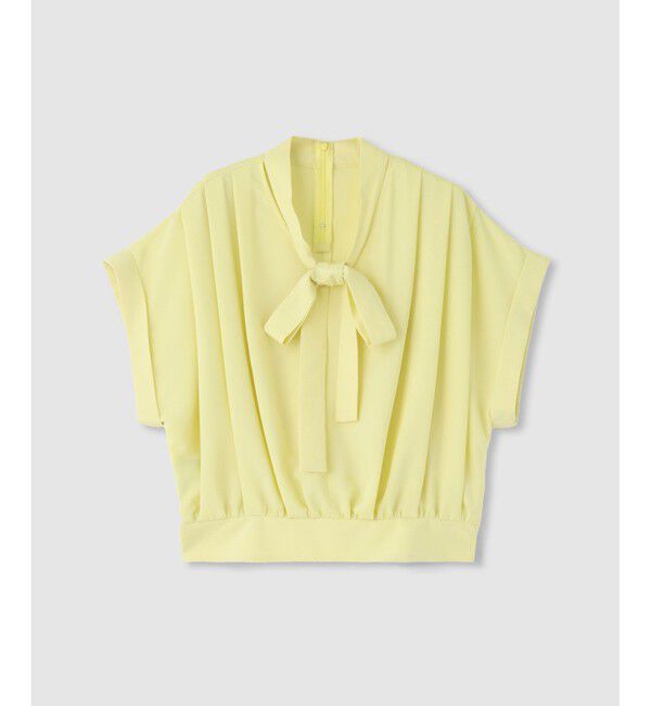 allureville「ボウタイタックフレンチスリーブブラウス」|シャツ・ブラウス|イエロー