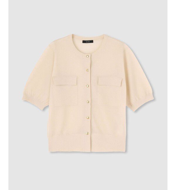 allureville「スパークシアー半袖カーディガン」|カーディガン|ライトベージュ