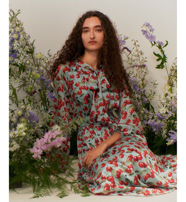 LOULOU WILLOUGHBY「【LOULOU WILLOUGHBY】LISAチェリープリント リボンワンピース」|ワンピース|