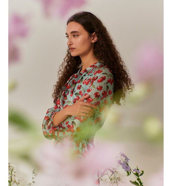 LOULOU WILLOUGHBY「【LOULOU WILLOUGHBY】LISAチェリープリント リボンワンピース」|ワンピース|