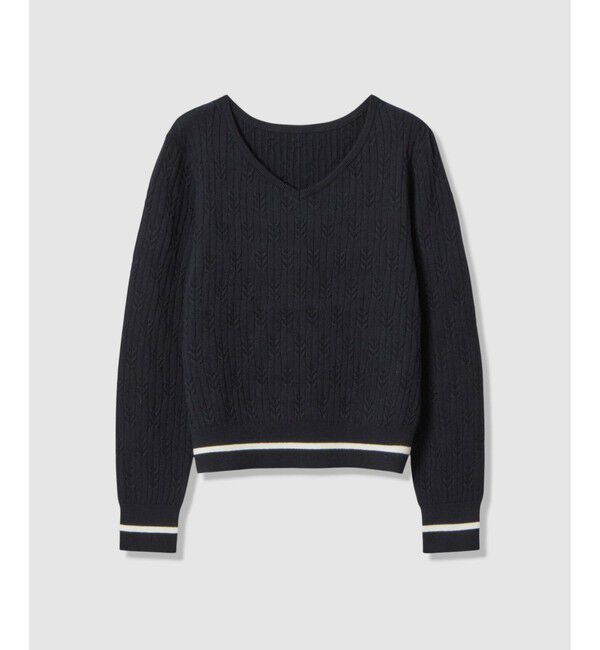 allureville「Ｗミニケーブルプルオーバー」|ニット・セーター|ネイビー