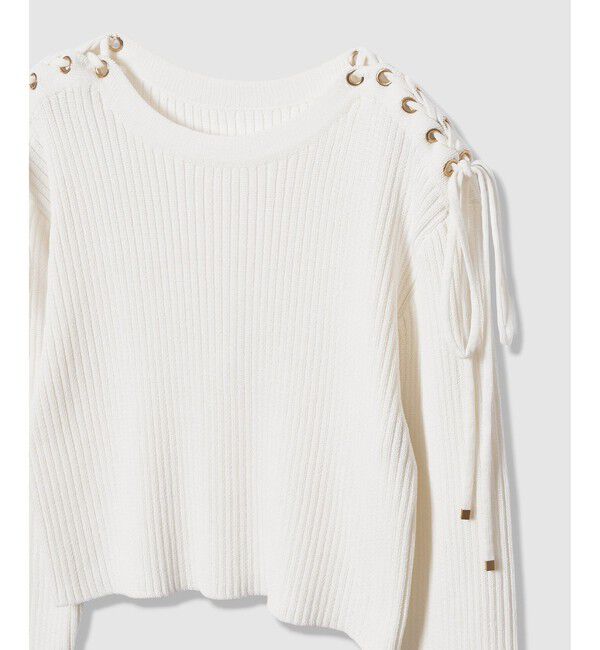 LOULOU WILLOUGHBY「【LOULOU WILLOUGHBY】レースアップショルダープルオーバー」|ニット・セーター|