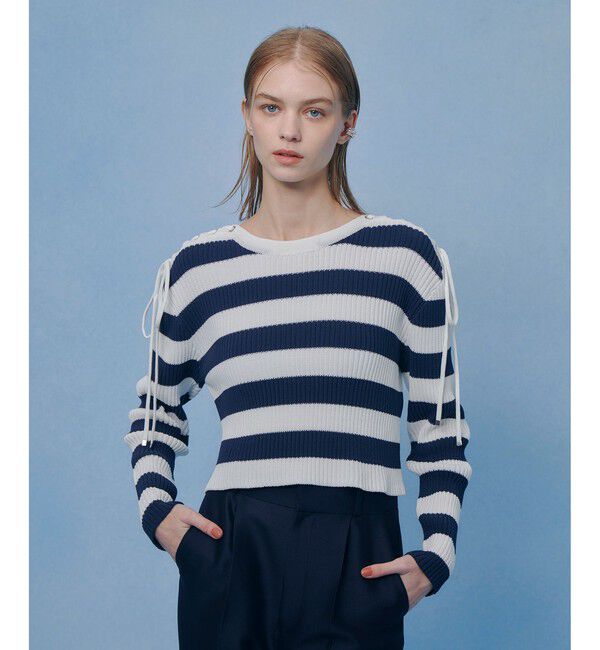 LOULOU WILLOUGHBY「【LOULOU WILLOUGHBY】レースアップショルダープルオーバー」|ニット・セーター|