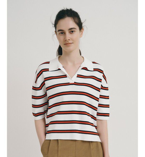 allureville「ボーダーポロ プルオーバー」|ニット・セーター|