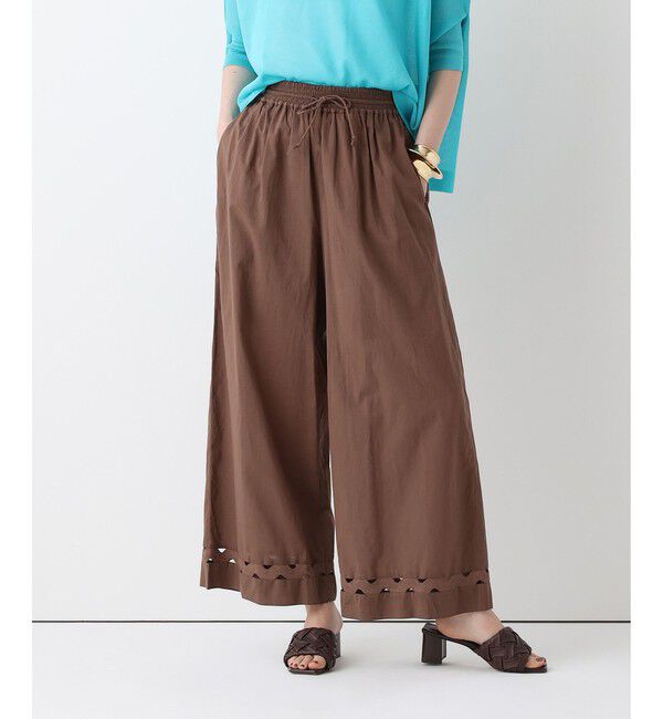allureville「ウェーブレースイージーパンツ」|チノ|ブラウン