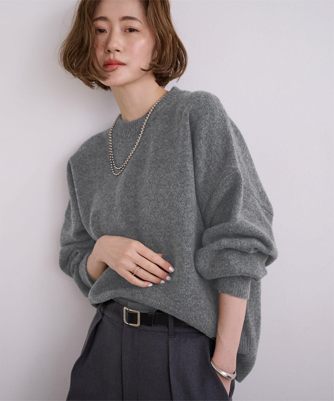 ur's「ヤクライククルーネックニット」|ニット・セーター|杢グレー