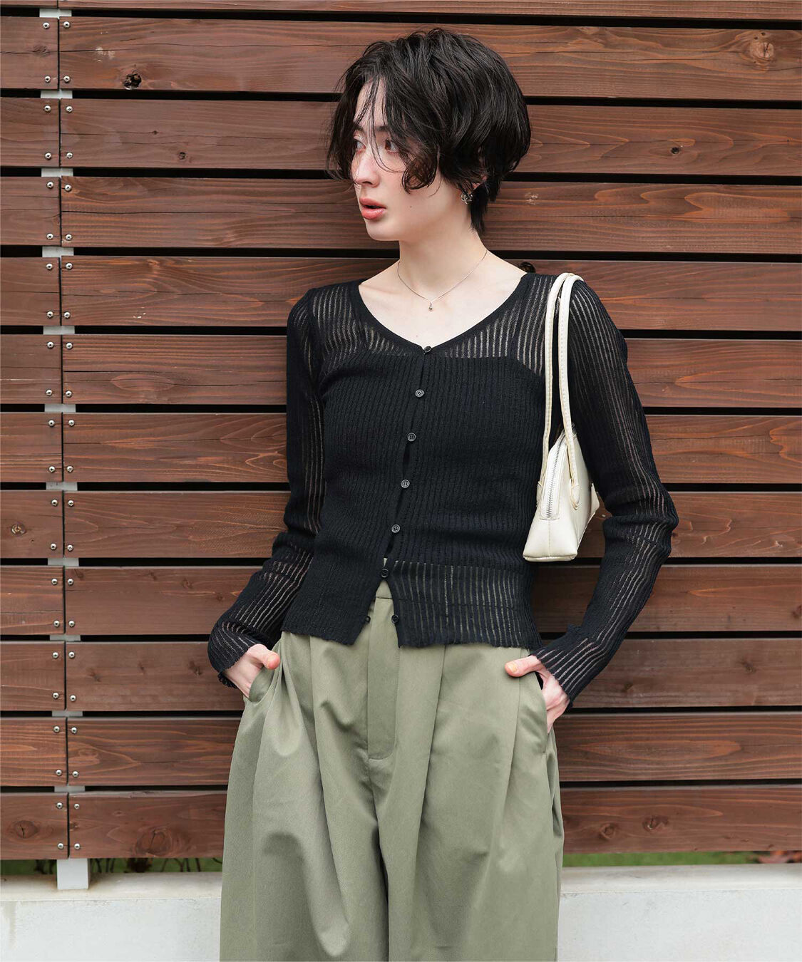 titivate「UVケア/ウォッシャブルシアーリブニットカーディガン」|カーディガン|