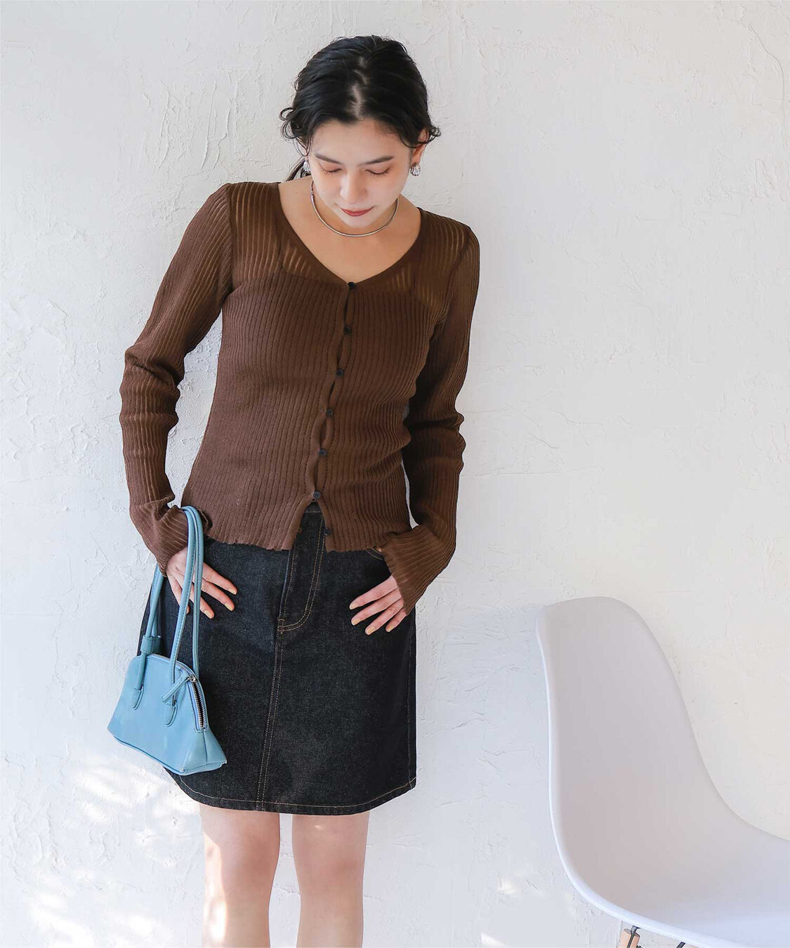 titivate「UVケア/ウォッシャブルシアーリブニットカーディガン」|カーディガン|