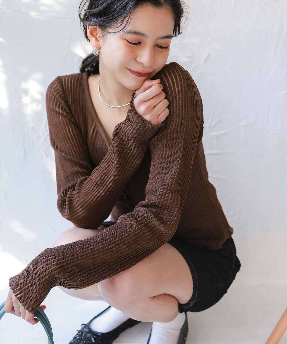 titivate「UVケア/ウォッシャブルシアーリブニットカーディガン」|カーディガン|