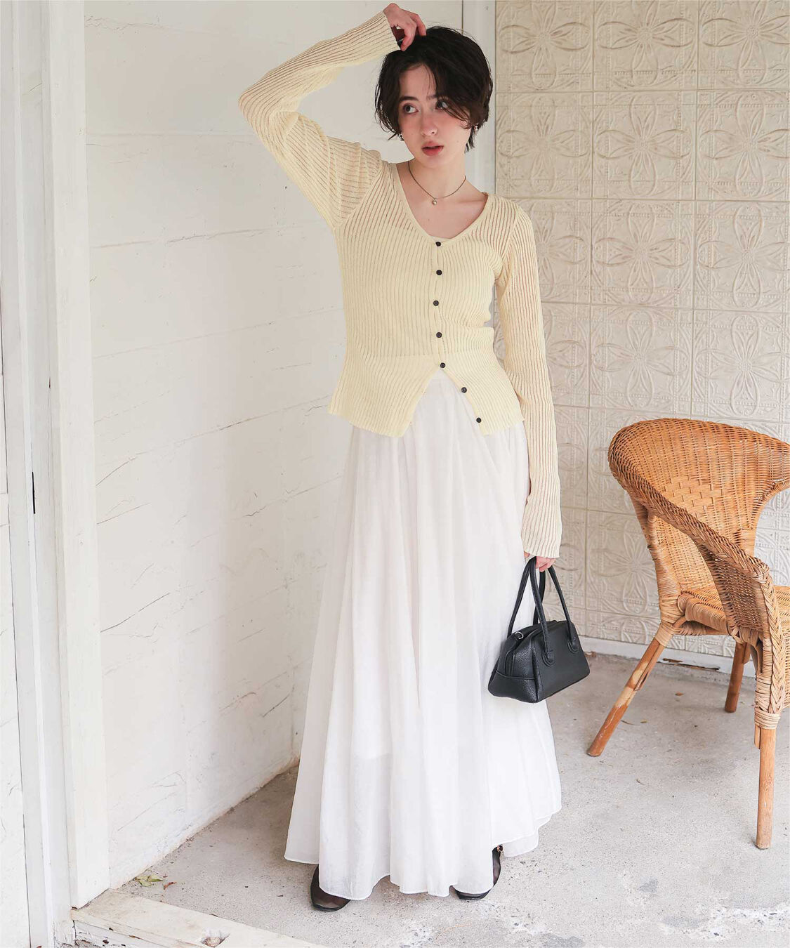 titivate「UVケア/ウォッシャブルシアーリブニットカーディガン」|カーディガン|