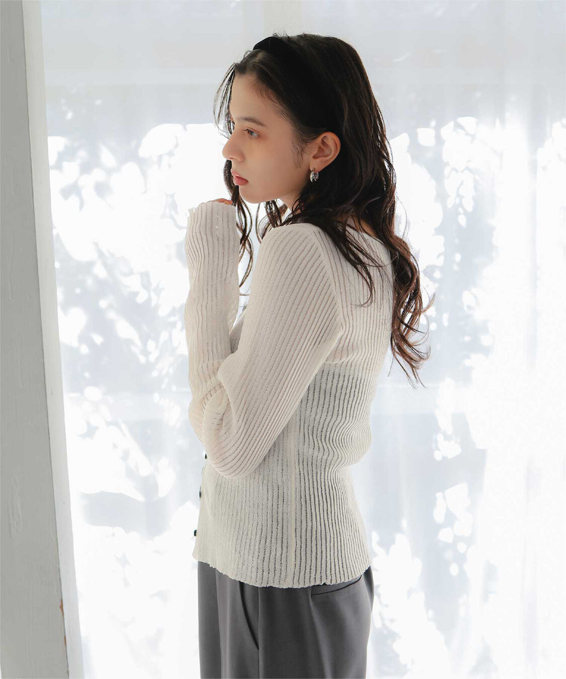 titivate「UVケア/ウォッシャブルシアーリブニットカーディガン」|カーディガン|