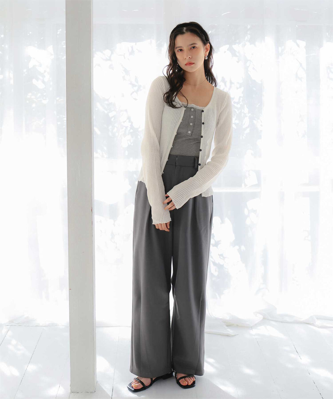 titivate「UVケア/ウォッシャブルシアーリブニットカーディガン」|カーディガン|