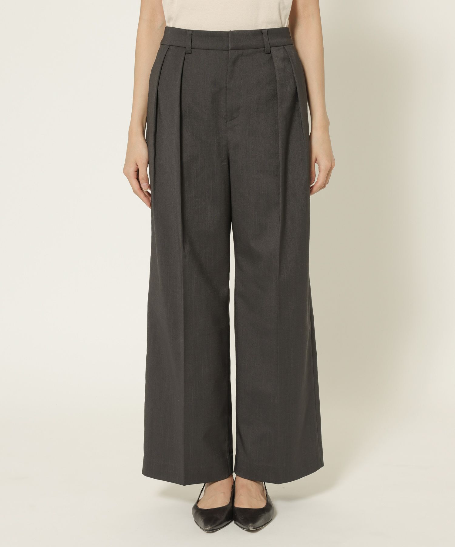 BABYLONE「【多機能素材】リネンライクストレッチスラックス」|スラックス|