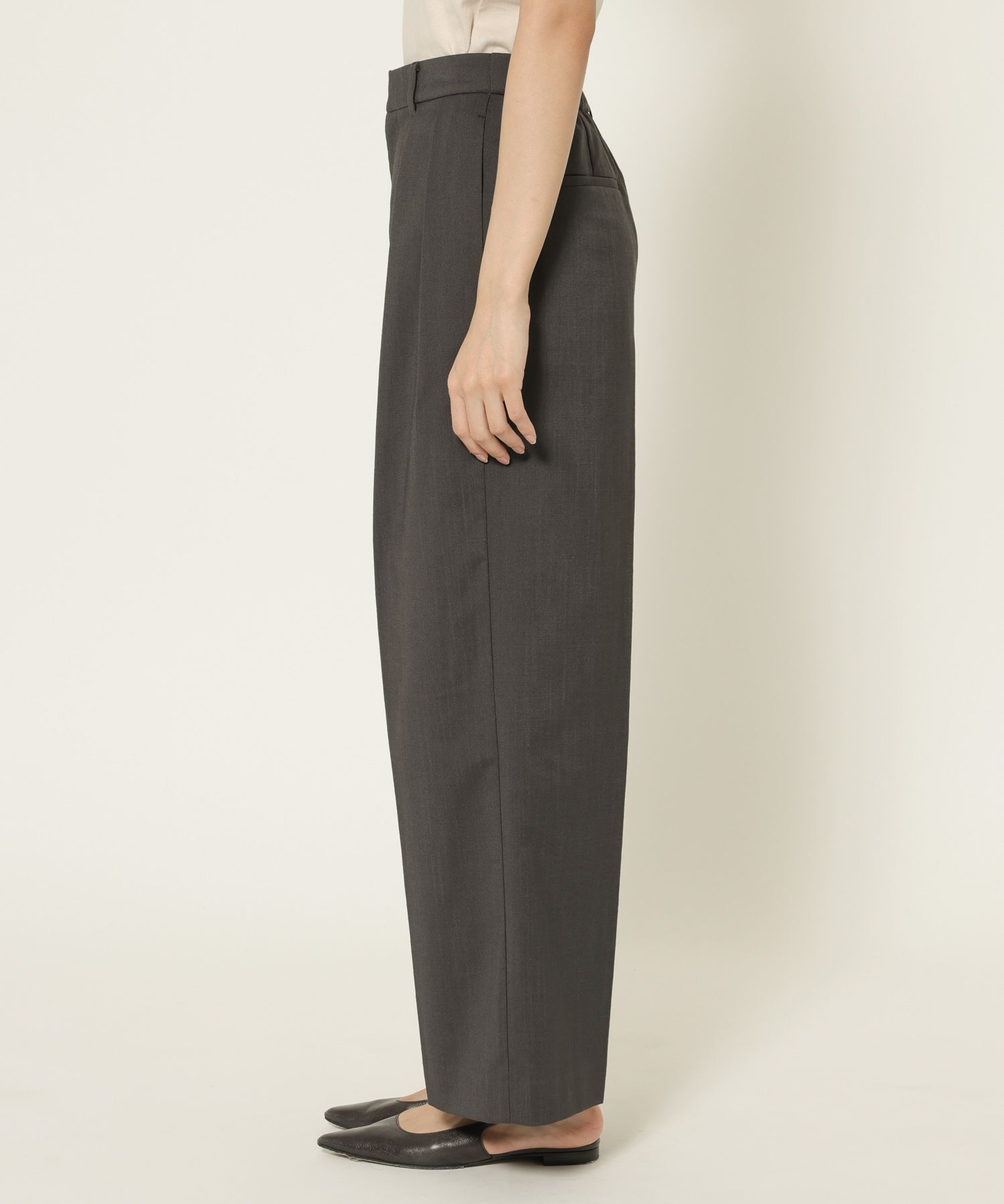 BABYLONE「【多機能素材】リネンライクストレッチスラックス」|スラックス|