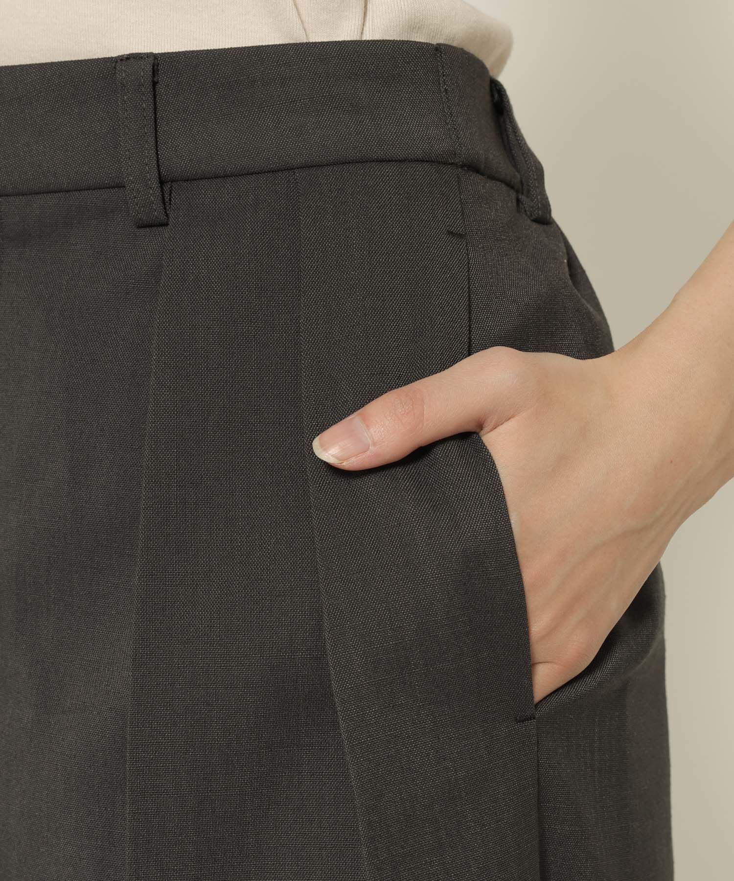 BABYLONE「【多機能素材】リネンライクストレッチスラックス」|スラックス|