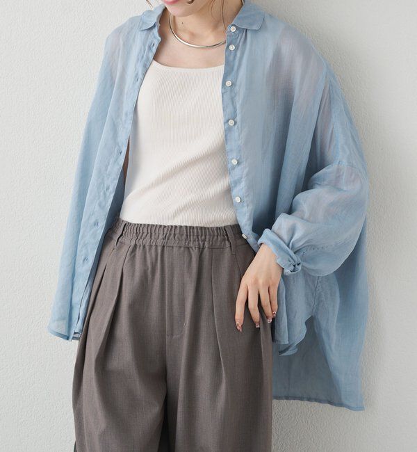  「【新色登場/リバイバル】ラミーオーバーシャツブラウス」|シャツ・ブラウス|サックスブルー